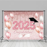 Aperturee - Aperturee Rose Gold Glitter Balloons Congrats Grad Backdrop